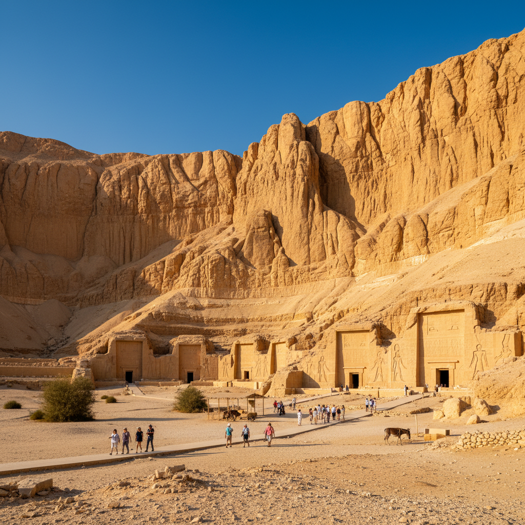 Valley of the Kings Luxor Egypt ancient tombs carved into limestone cliffs